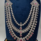 AD Color Stone Multi Layer Teen Lada Long Necklace - Red