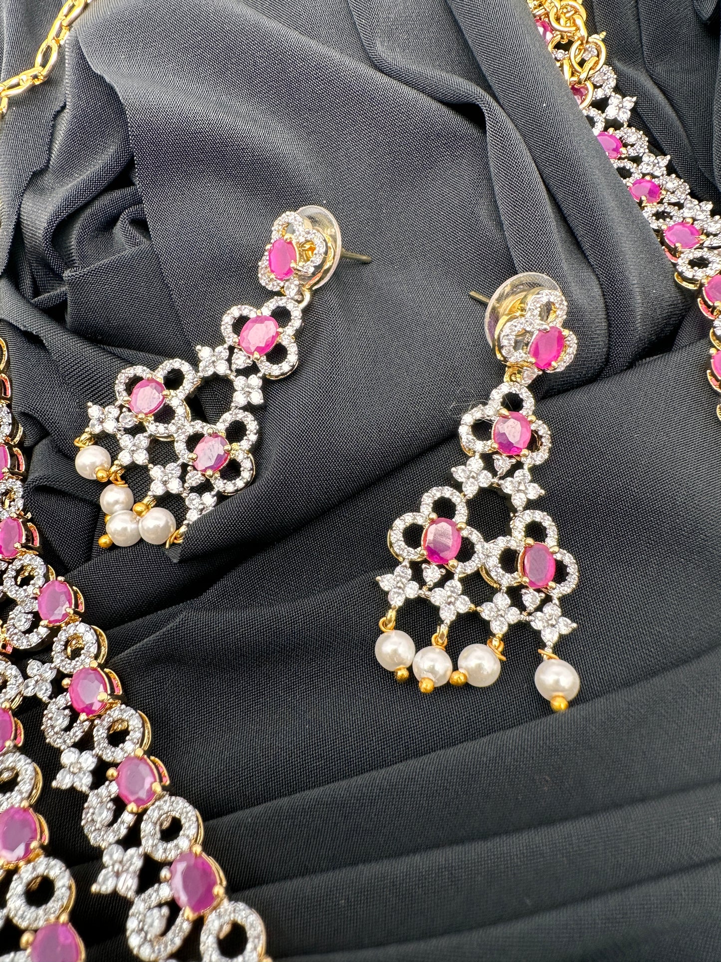 AD Color Stone Double Layer Do Lada Long Necklace