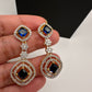 AD Color Stone double layer Short Necklace - Blue