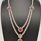 AD Color Stone double layer Short Necklace - Red