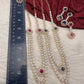 AD Color Stone double layer Short Necklace - Red