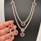 AD Color Stone double layer Short Necklace - Red