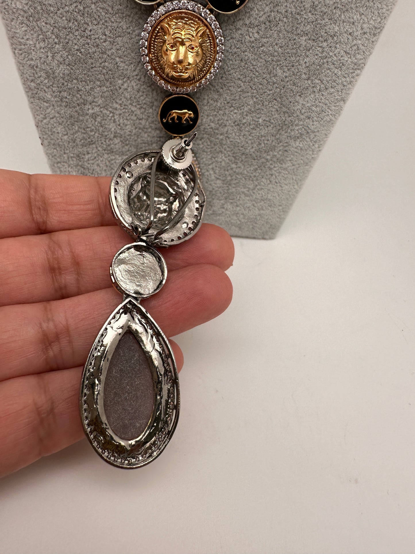 AD Multi Color Oval Stone Sabyasachi Inspired Short Necklace