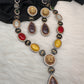 AD Multi Color Oval Stone Sabyasachi Inspired Short Necklace