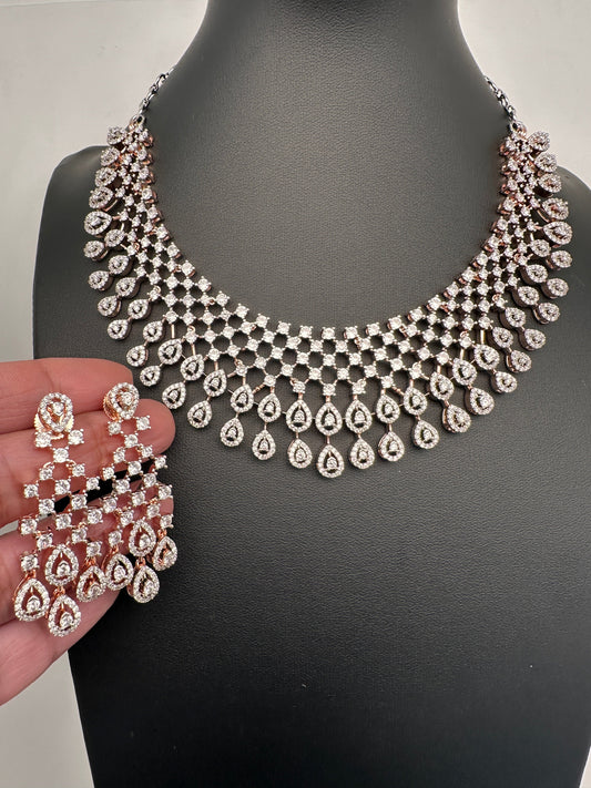 Rose Gold AD Neckline Necklace