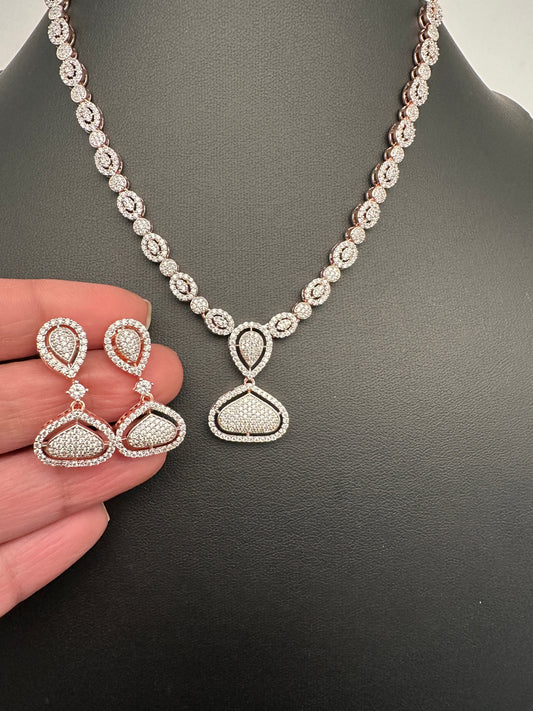 Rose Gold AD Dainty Necklace