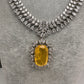 Silver Finish Yellow Doublet AD Short Necklace