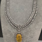 Silver Finish Yellow Doublet AD Short Necklace