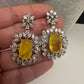Silver Finish Yellow Doublet AD Short Necklace