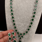 CZ Emerald Green Long Necklace in Silver Finish