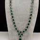 CZ Emerald Green Long Necklace in Silver Finish