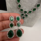 CZ Emerald Green Long Necklace in Silver Finish