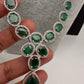 CZ Emerald Green Long Necklace in Silver Finish