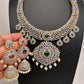 CZ Emerald Green Short Necklace in Diamond Finish