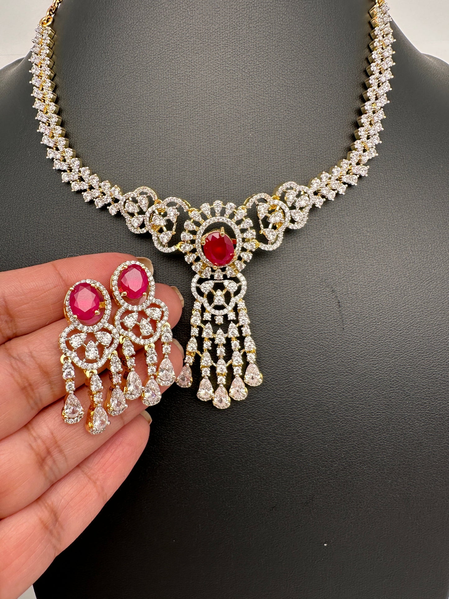 AD Changeable Stones Short Necklace