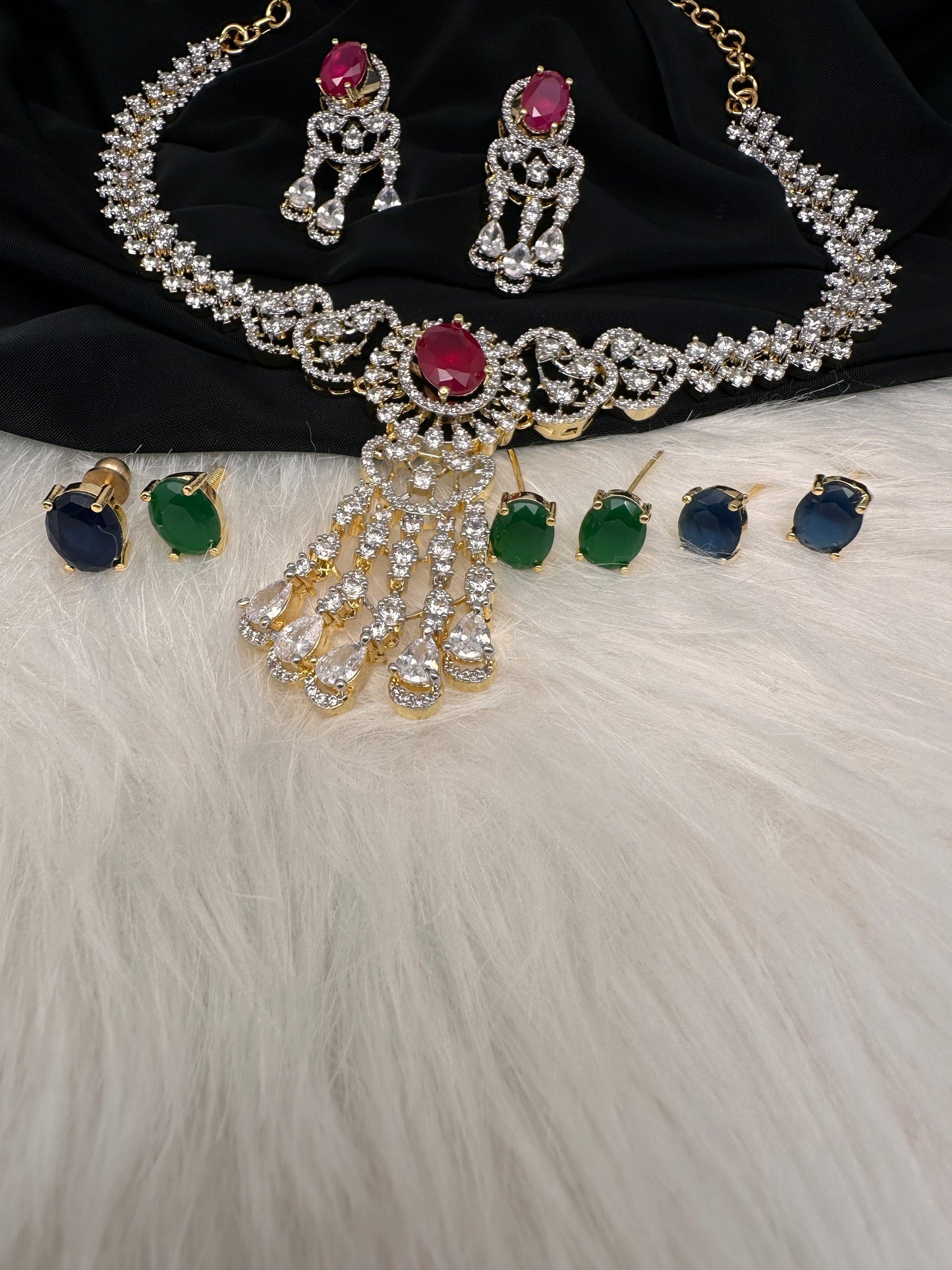 AD Changeable Stones Short Necklace