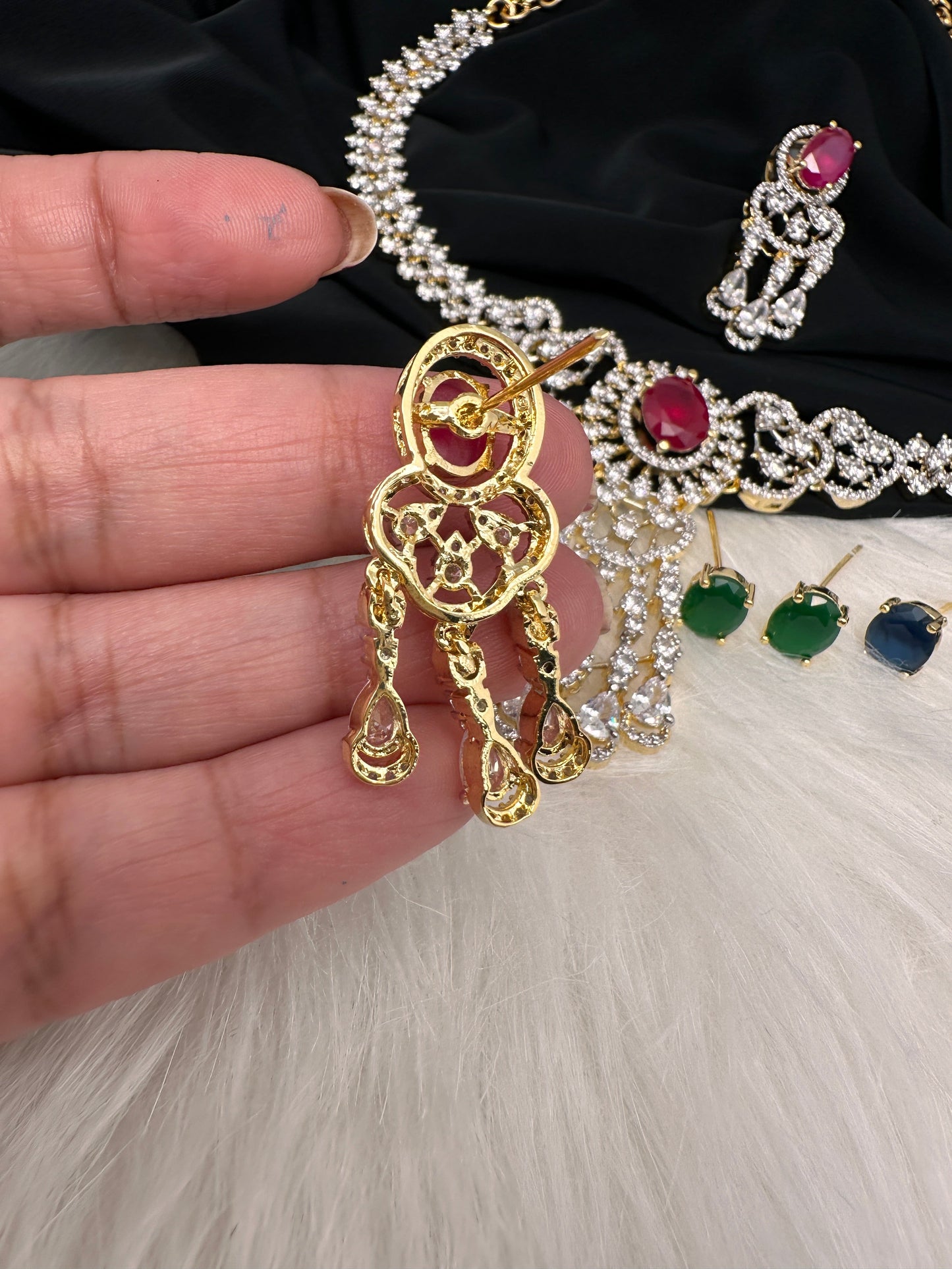 AD Changeable Stones Short Necklace