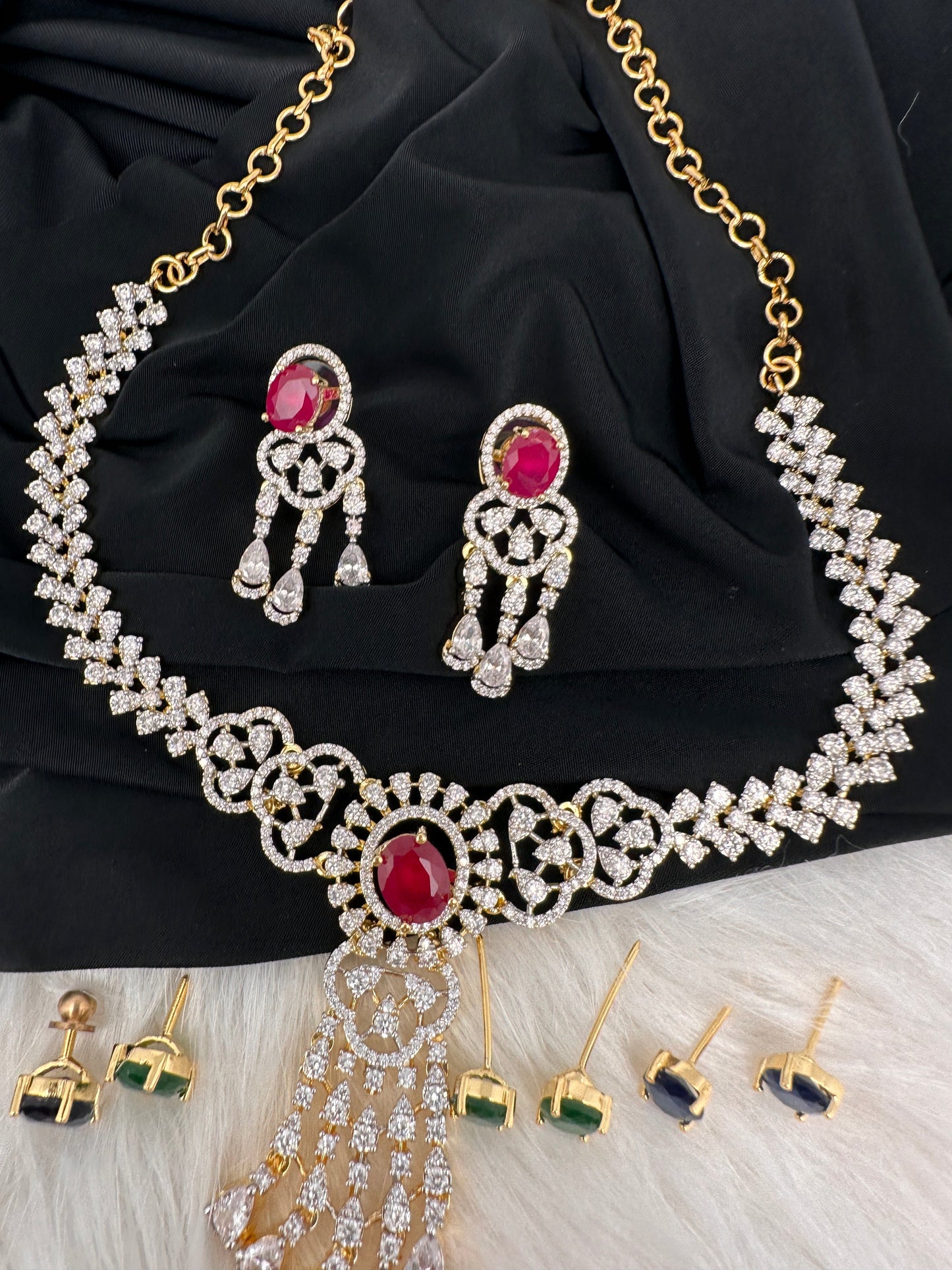 AD Changeable Stones Short Necklace