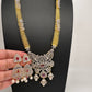 AD Golden Chain Color Stone Long Necklace - Red