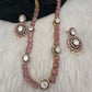 Moissanite Monalisa Color Stone Short Necklace - Pink