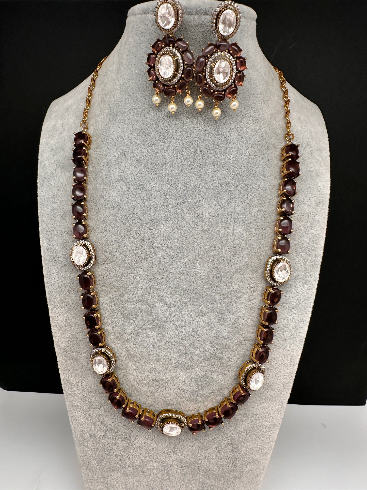 Moissanite Monalisa Color Stone Short Necklace - Purple