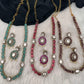 Moissanite Monalisa Color Stone Short Necklace - Red