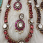 Moissanite Monalisa Color Stone Short Necklace - Red