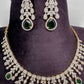 AD Neckline Color Stone Short Necklace - Green
