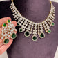 AD Neckline Color Stone Short Necklace - Green