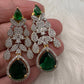 AD Neckline Color Stone Short Necklace - Green