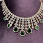 AD Neckline Color Stone Short Necklace - Green