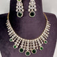 AD Neckline Color Stone Short Necklace - Green
