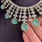 AD Neckline Color Stone Short Necklace - LightGreen