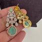 AD Neckline Color Stone Short Necklace - LightGreen