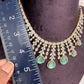 AD Neckline Color Stone Short Necklace - LightGreen