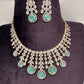 AD Neckline Color Stone Short Necklace - LightGreen