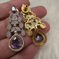 AD Neckline Color Stone Short Necklace - Purple