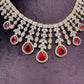 AD Neckline Color Stone Short Necklace - Red