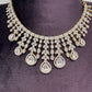 AD Neckline Color Stone Short Necklace - White