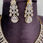 AD Neckline Color Stone Short Necklace - White