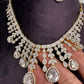 AD Neckline Color Stone Short Necklace - White