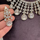 AD Neckline Color Stone Short Necklace - White