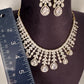 AD Neckline Color Stone Short Necklace - White