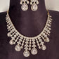 AD Neckline Color Stone Short Necklace - White