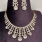 AD Neckline Color Stone Short Necklace - White