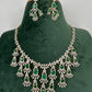 CZ Neckline Color Stone Short Necklace - Green