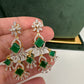 CZ Neckline Color Stone Short Necklace - Green