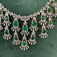 CZ Neckline Color Stone Short Necklace - Green