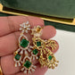 CZ Neckline Color Stone Short Necklace - Green