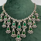 CZ Neckline Color Stone Short Necklace - Green